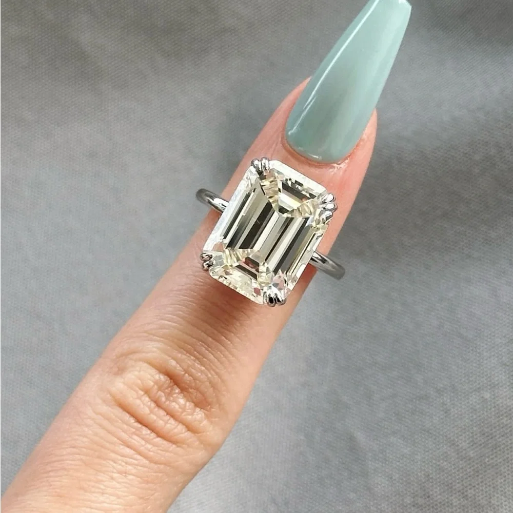 Emerald Cut Engagement Ring 11.5 Carat Center Stone Lab Diamond - Picture 4 of 5